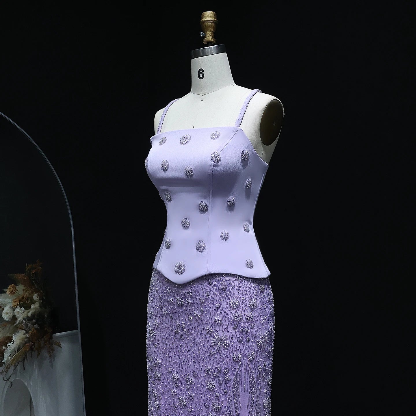 Two Pieces Evening Dress with Spaghetti Straps