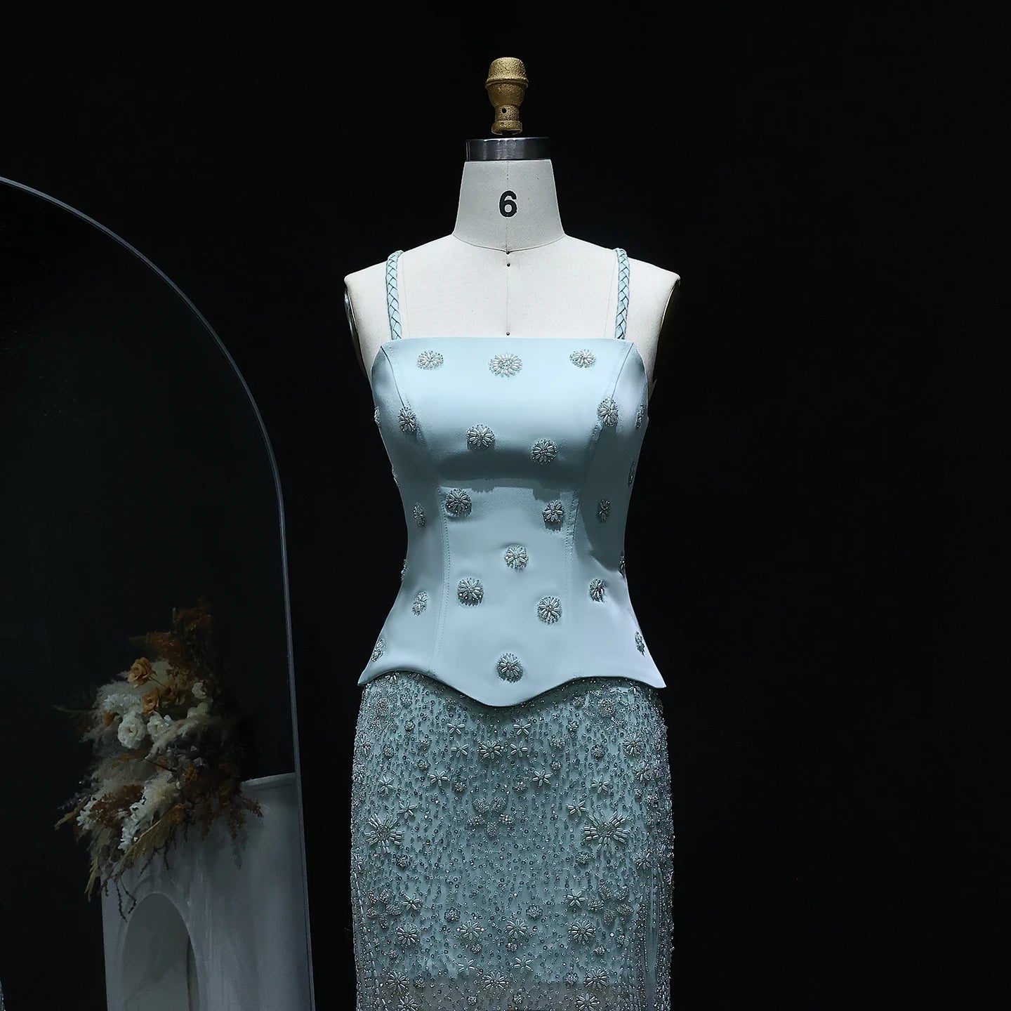 Two Pieces Evening Dress with Spaghetti Straps