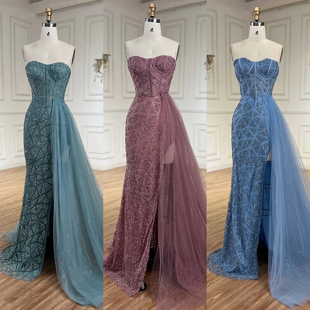 Luxury Turquoise Mermaid Evening Dress