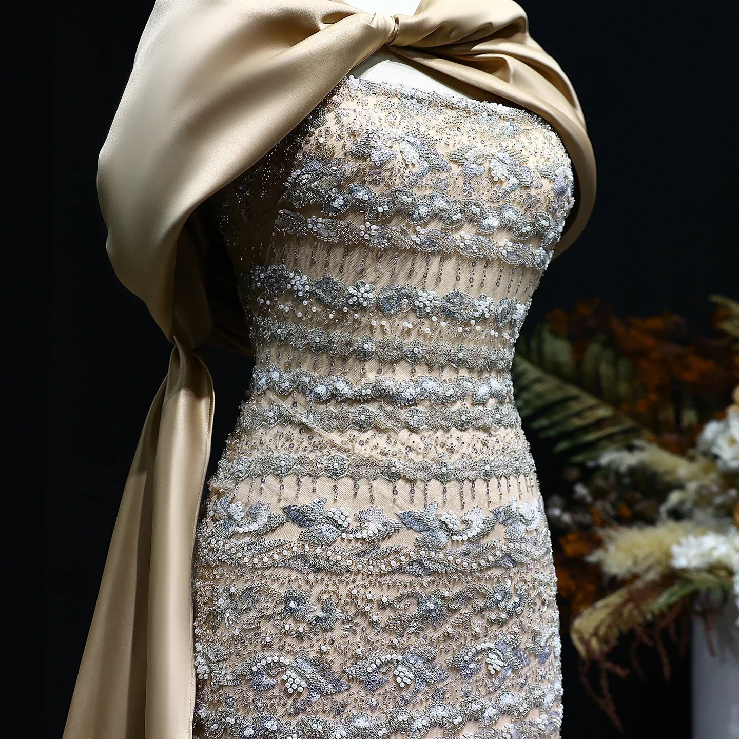 Luxury Evening Dress with Cape Long