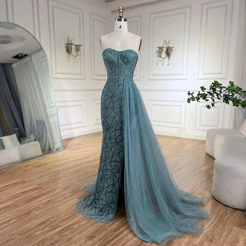 Luxury Turquoise Mermaid Evening Dress