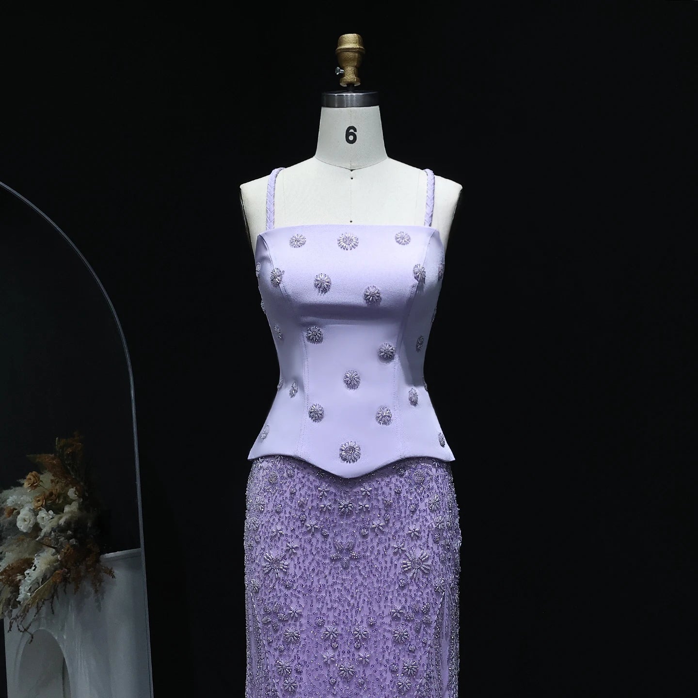 Two Pieces Evening Dress with Spaghetti Straps