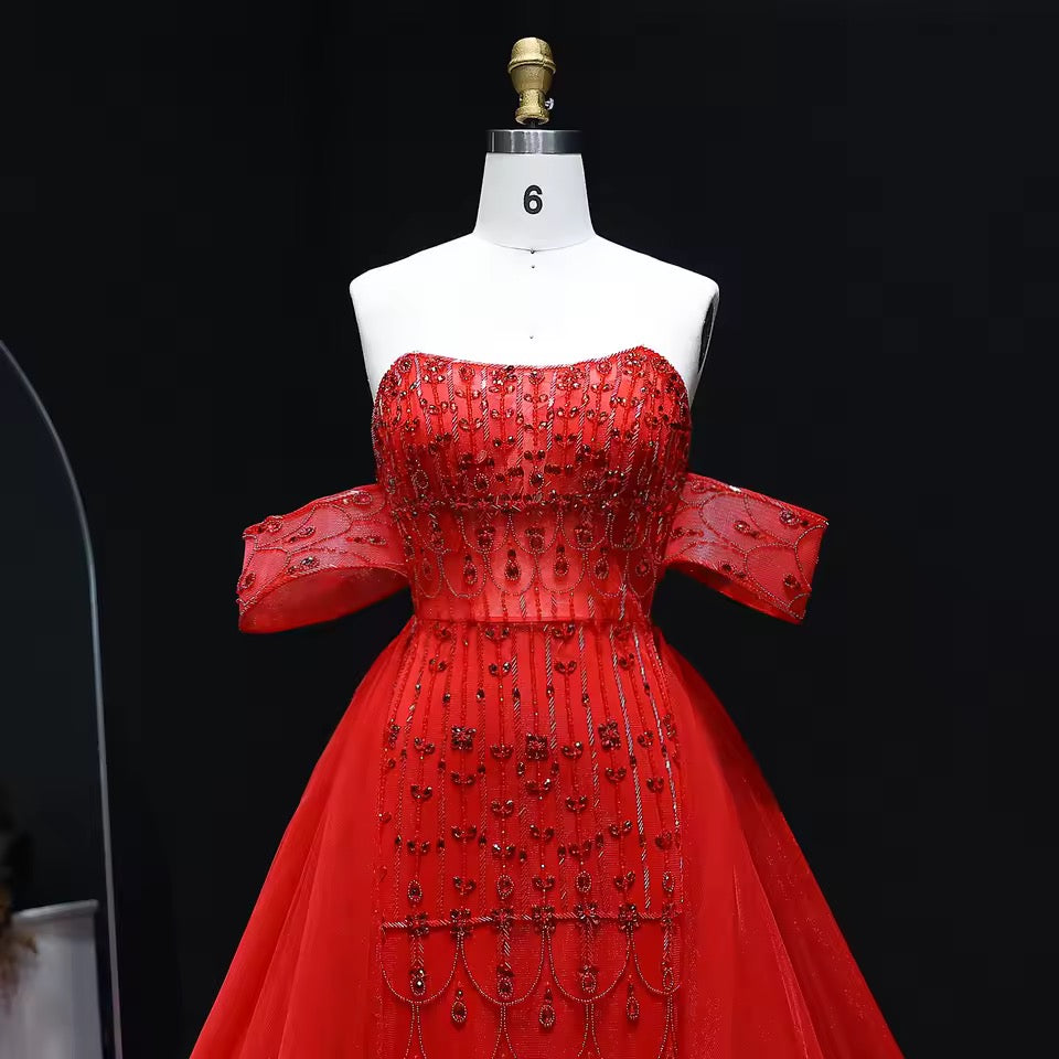 Luxury Evening Dress with Detachable Skirt