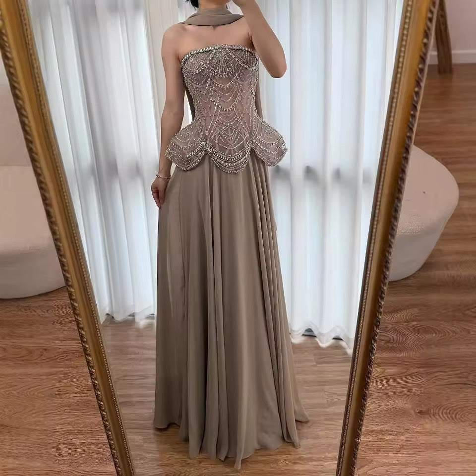 “Regal Glow” Embellished Corset Evening Gown
