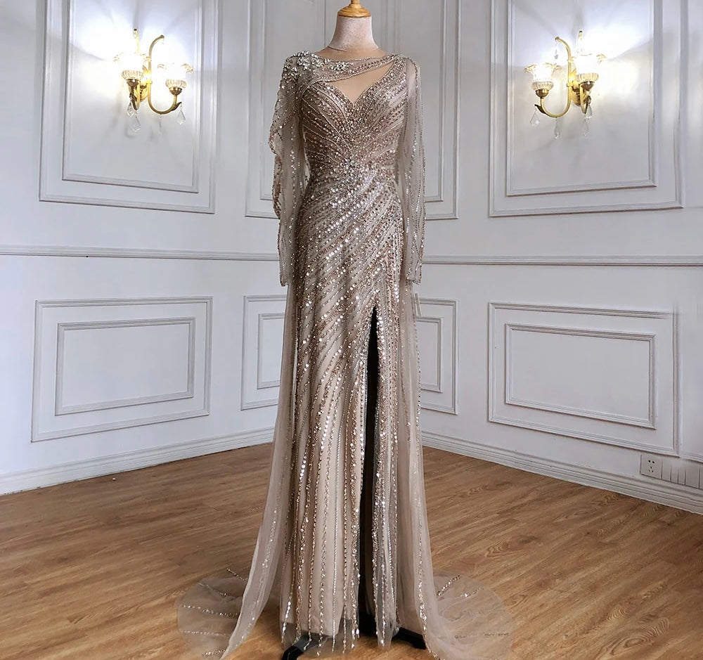 Brown Luxury Mermaid Evening Dress