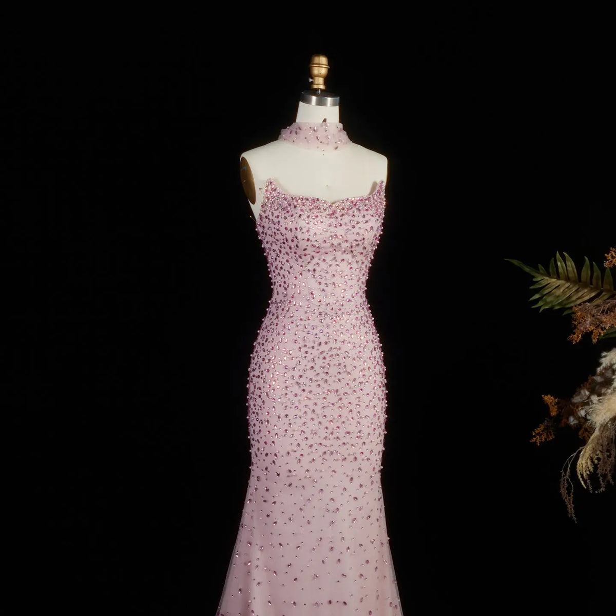 Glamorous Blush Pink Form-Fitting Dress with Two Cape Styles