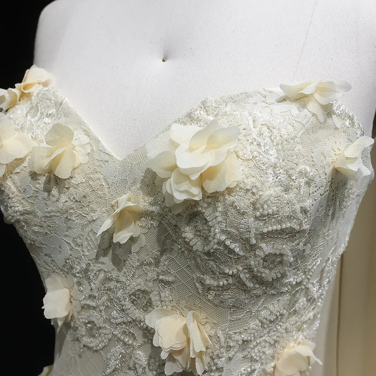 3D Floral Applique Lace Mermaid Gown