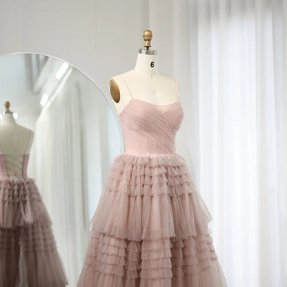 pink Frill-Layered Fluffy Dress