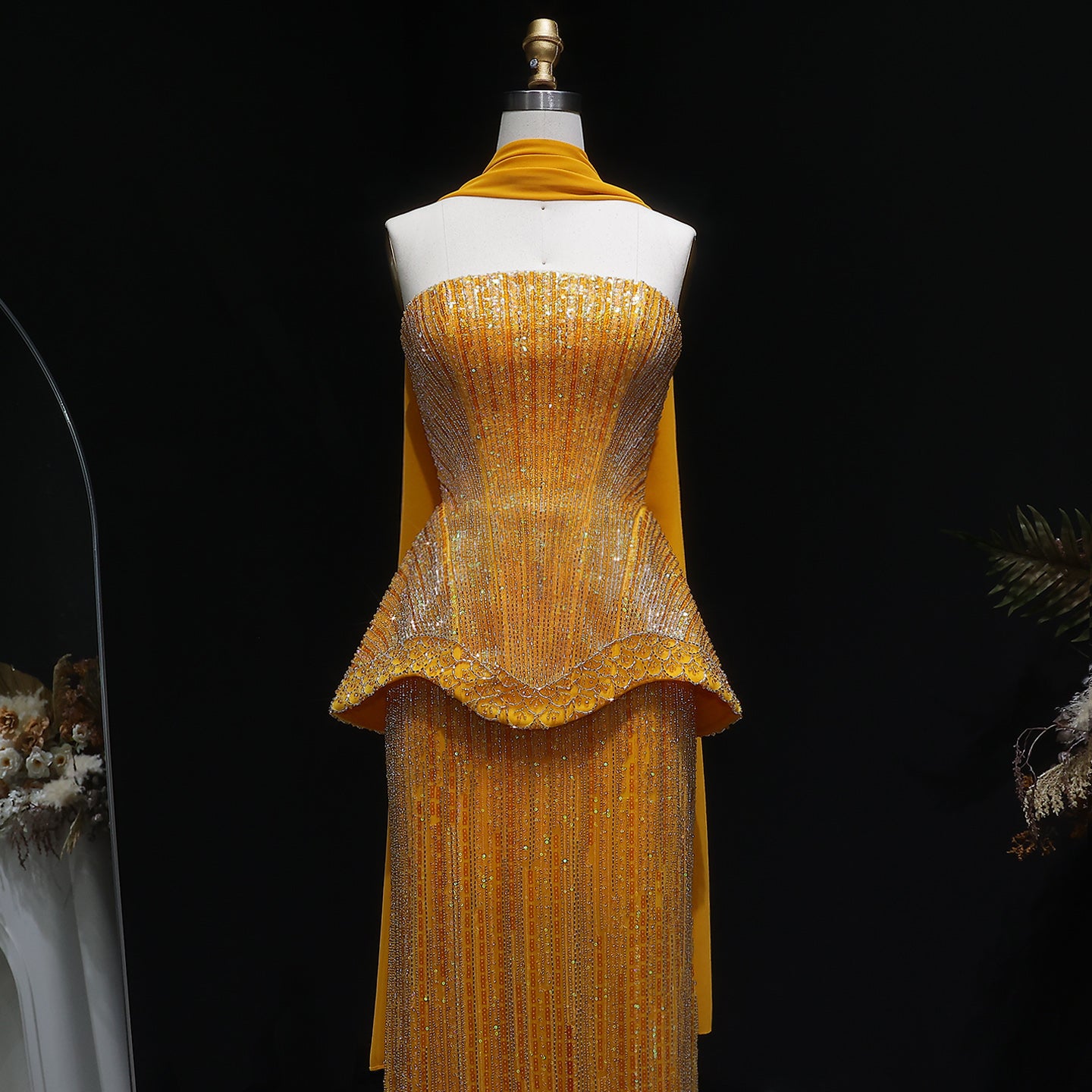 Sunset Gown in Yellowish Orange