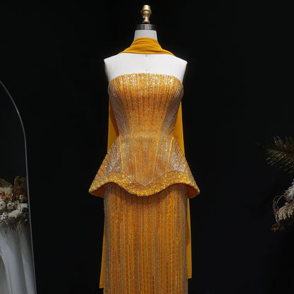 Sunset Gown in Yellowish Orange