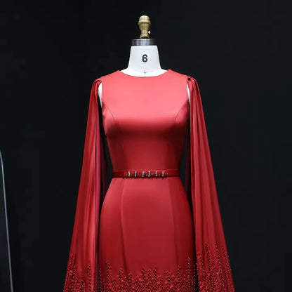 Luxury evening dress with long sleeves