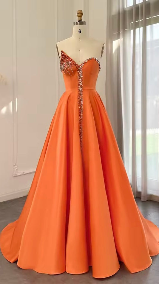 Elegant Couture Gown with Crystal Detailing