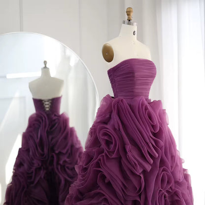 Luxury 3D Flower Purple,Pink Midi dress