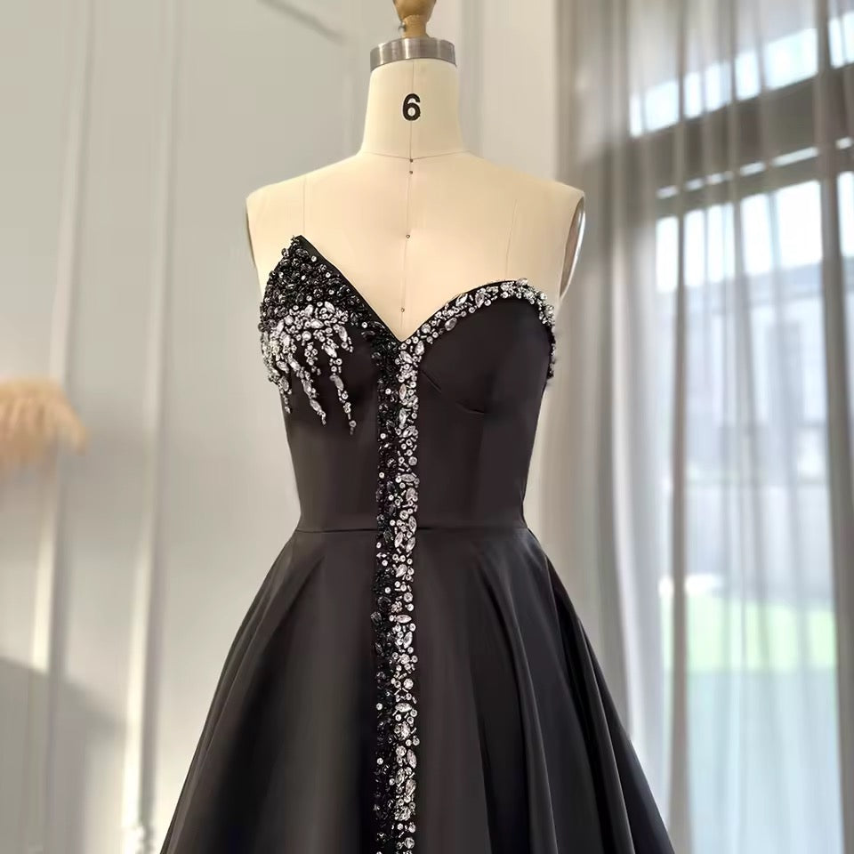 Elegant Couture Gown with Crystal Detailing