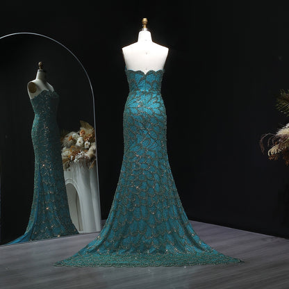 Mermaid Hand-Embroidered Glitter Gown