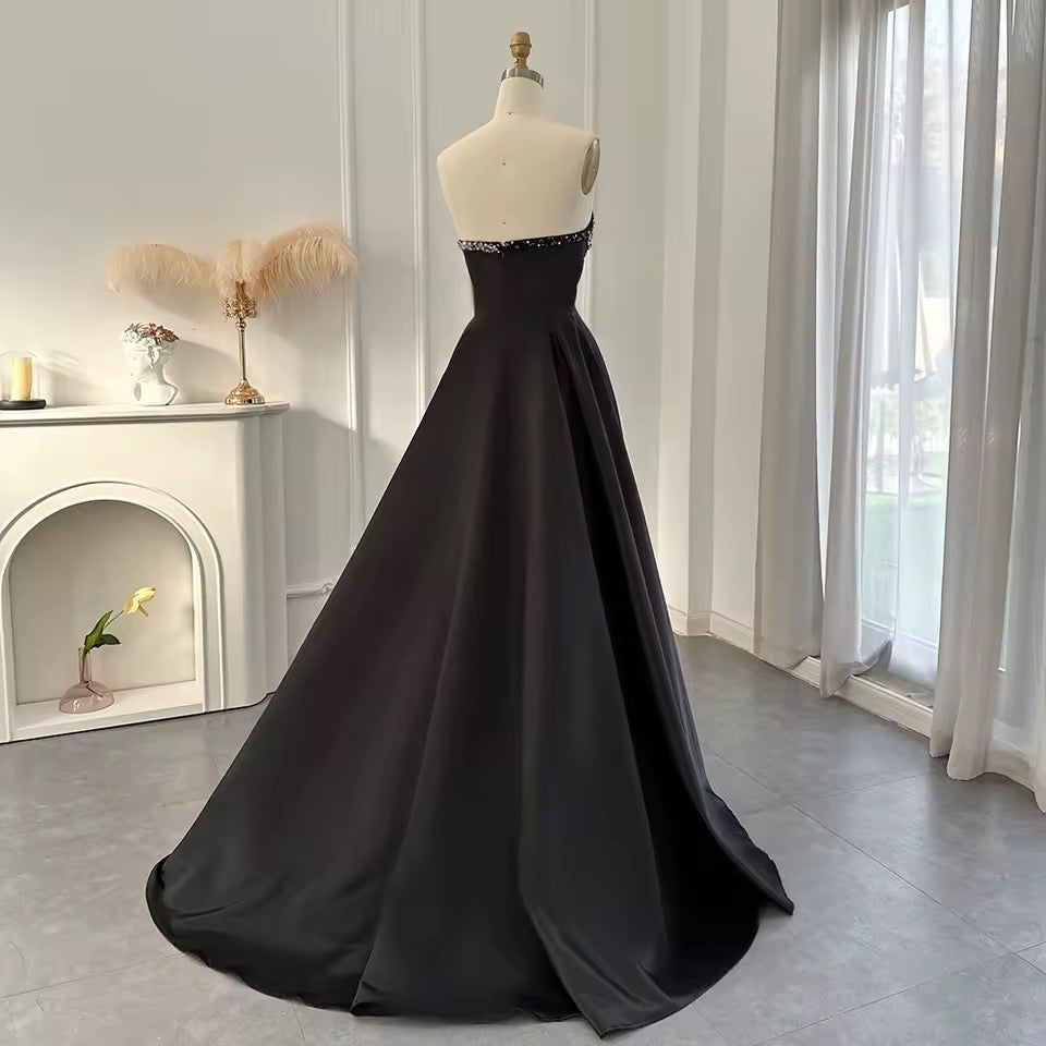 Elegant Couture Gown with Crystal Detailing