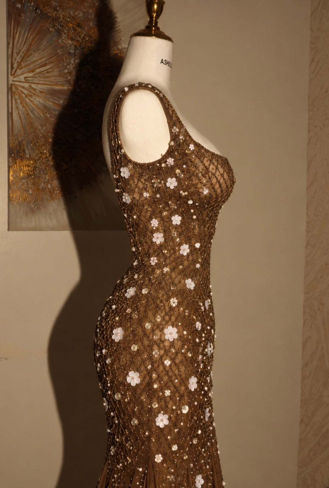 Bronze Blossom Crystal Gown