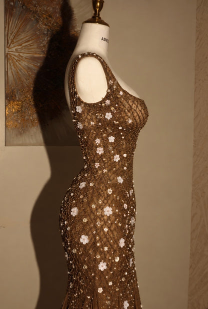 Bronze Blossom Crystal Gown