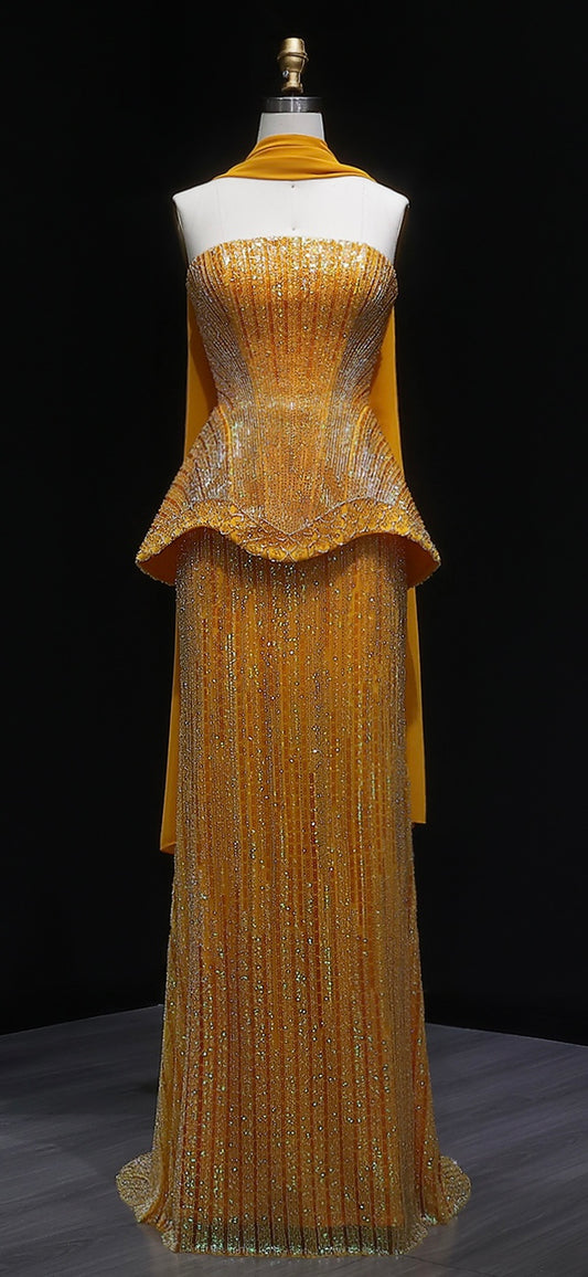 Sunset Gown in Yellowish Orange