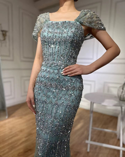 Mermaid Elegant Short and long Sleeves Evening Dresses