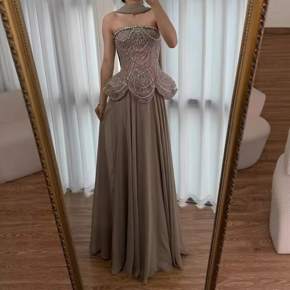 “Regal Glow” Embellished Corset Evening Gown