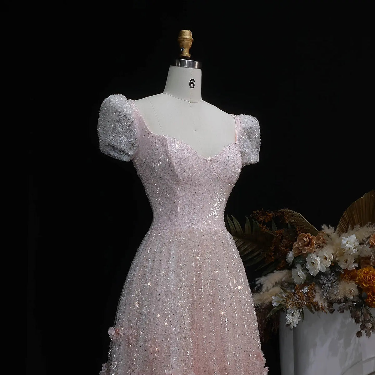 Sparkling 3D Floral Appliqué Beaded Tulle Mermaid Dress