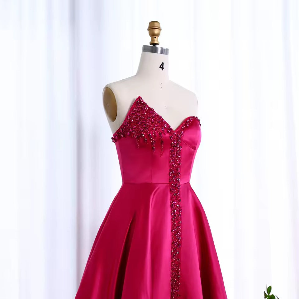 Elegant Couture Gown with Crystal Detailing