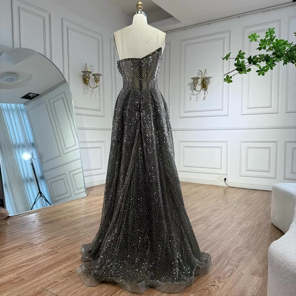 Luxury Dark Green Crystal Gown