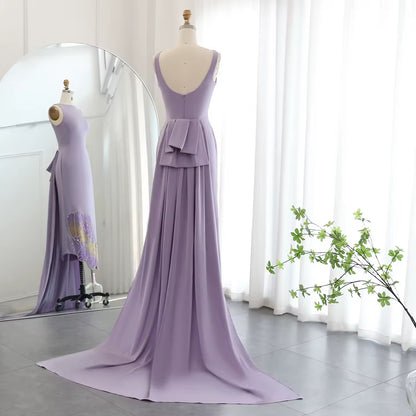 Elegant Fitted Gown with Beaded Butterfly Detail
