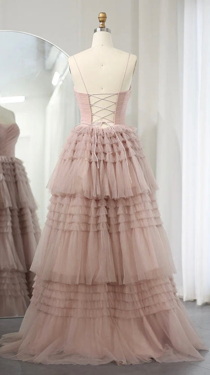 pink Frill-Layered Fluffy Dress