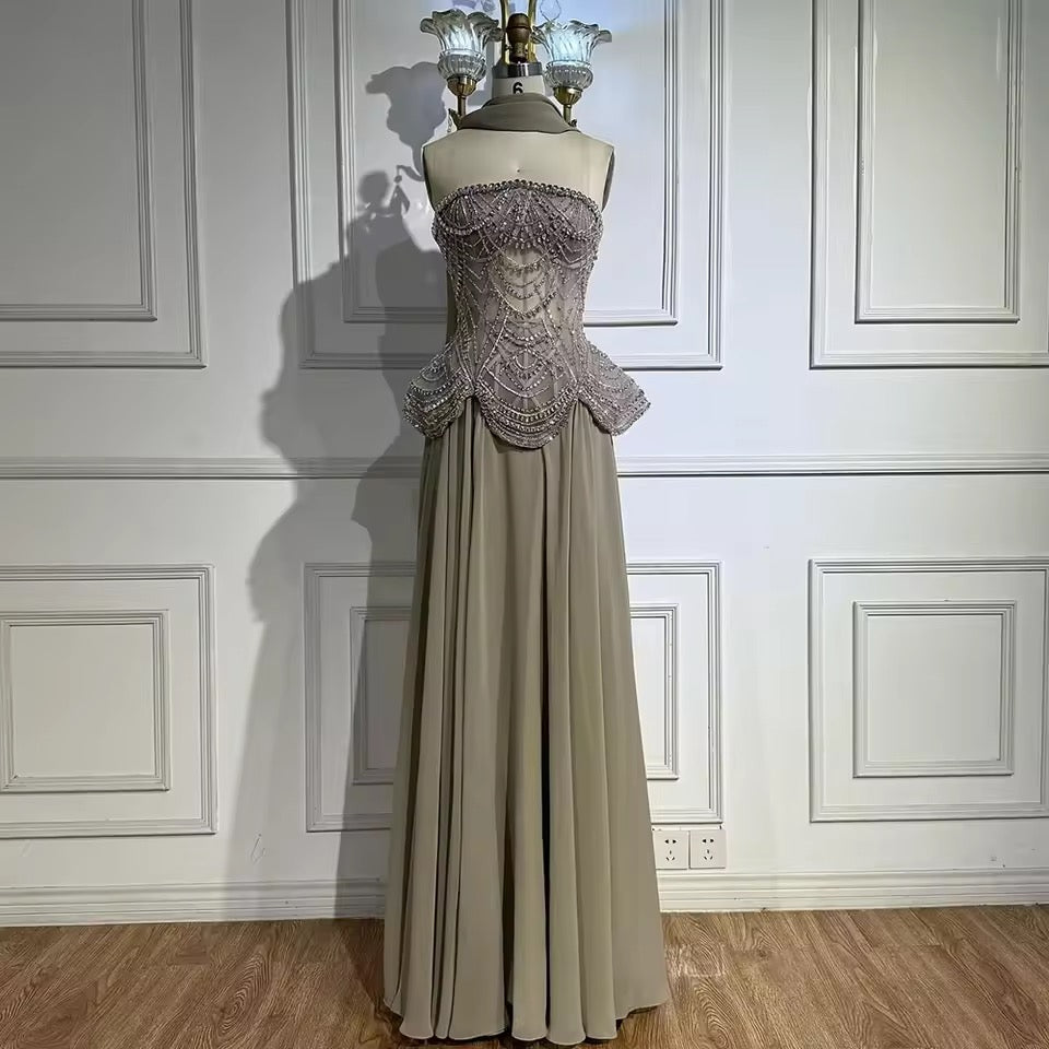 “Regal Glow” Embellished Corset Evening Gown