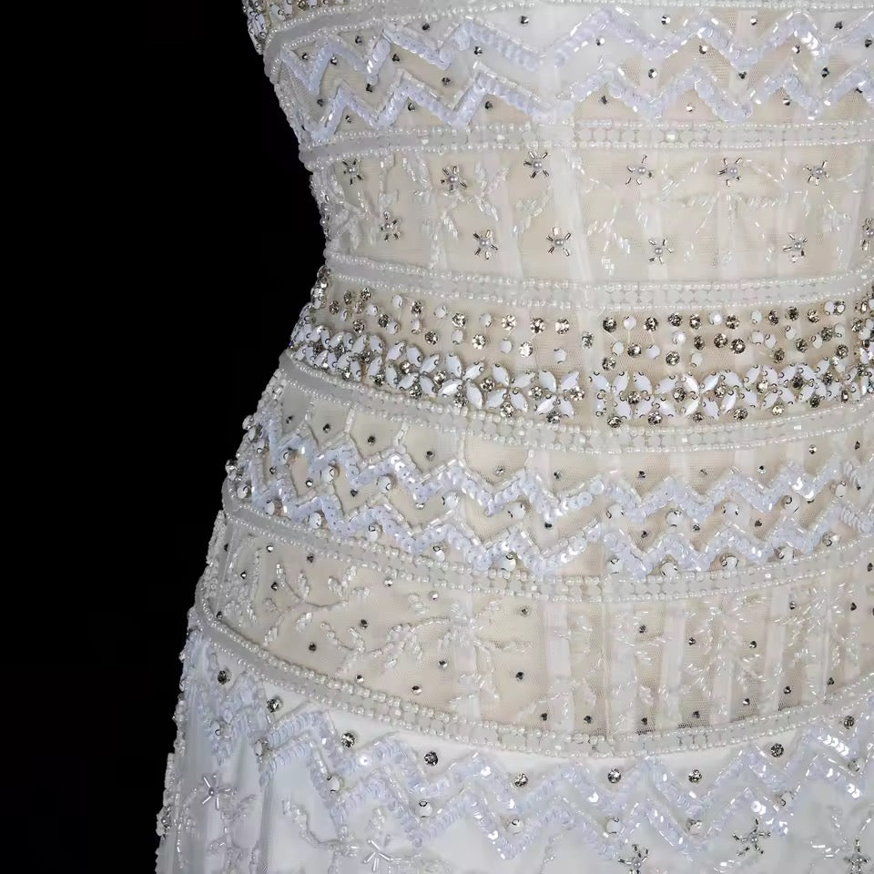 Jeweled Neckline Gown with Matching Chiffon Cape