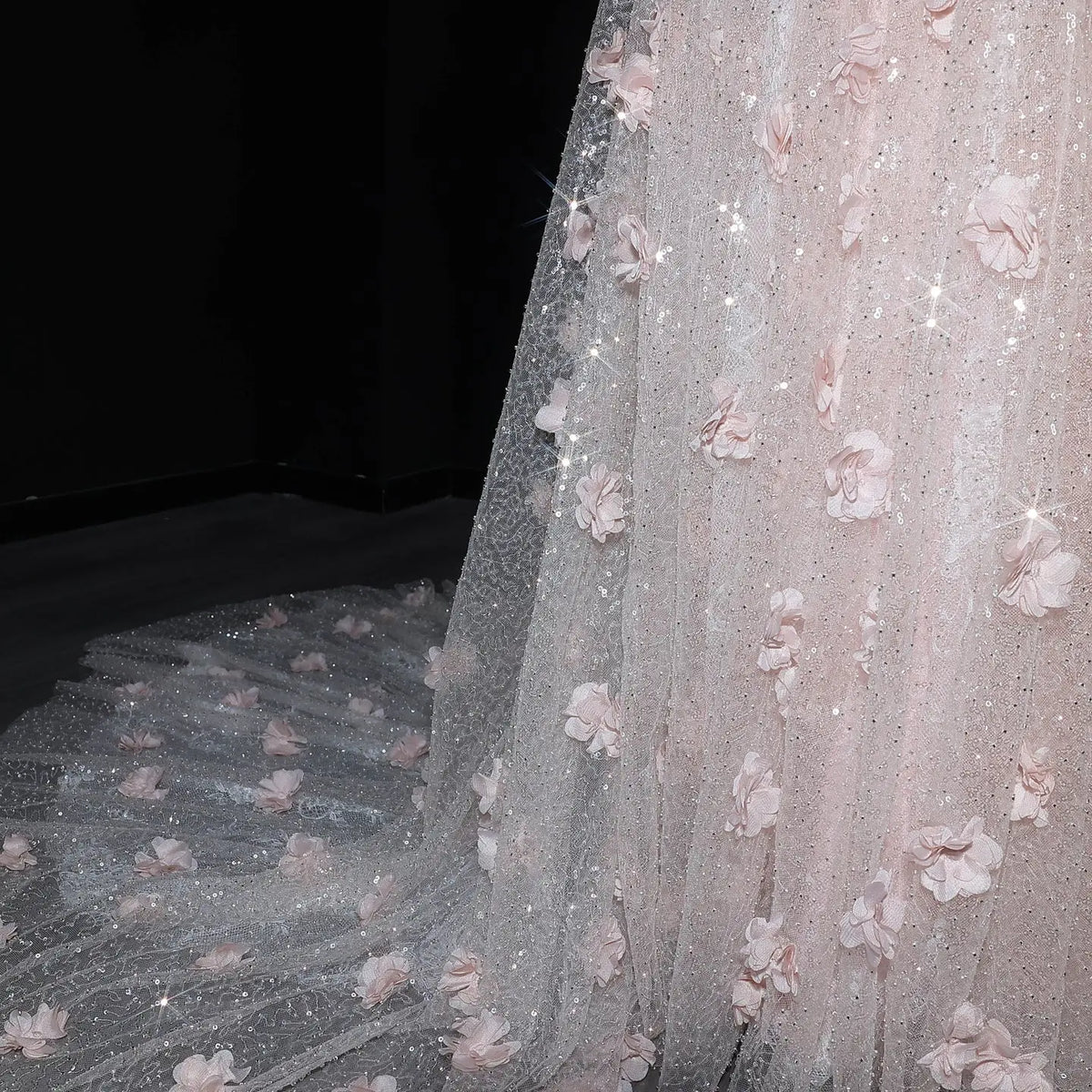 Sparkling 3D Floral Appliqué Beaded Tulle Mermaid Dress