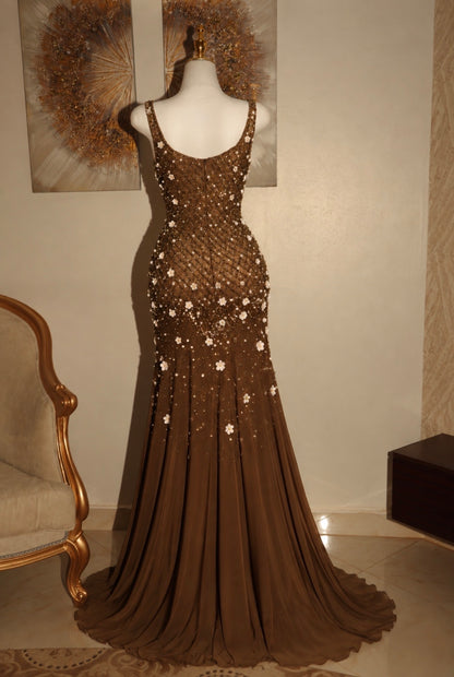 Bronze Blossom Crystal Gown
