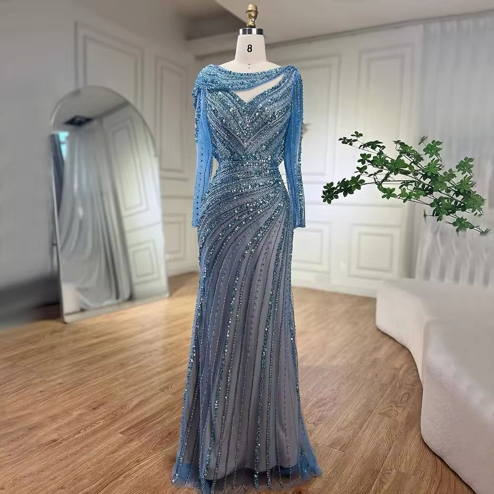 Luxury Crystal Pearls Mermaid Dress