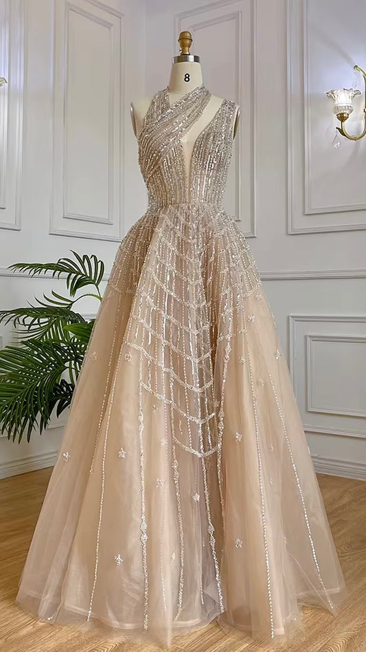 Elegant Beaded Ball Gown – Sparkling One-Shoulder Formal Dress