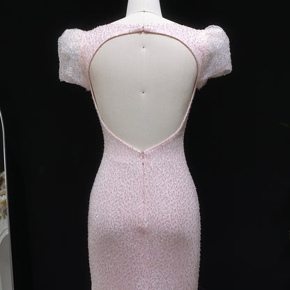 Sparkling 3D Floral Appliqué Beaded Tulle Mermaid Dress