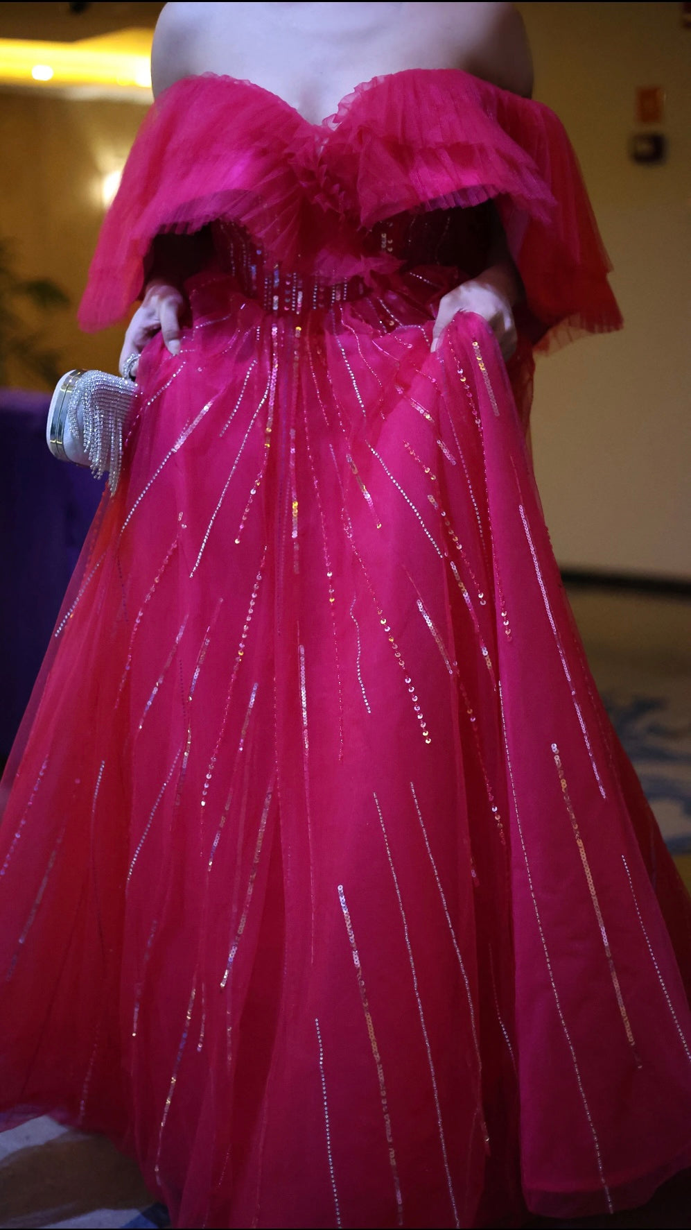 Luxury Ball Gown Fuchsia Evening Dress