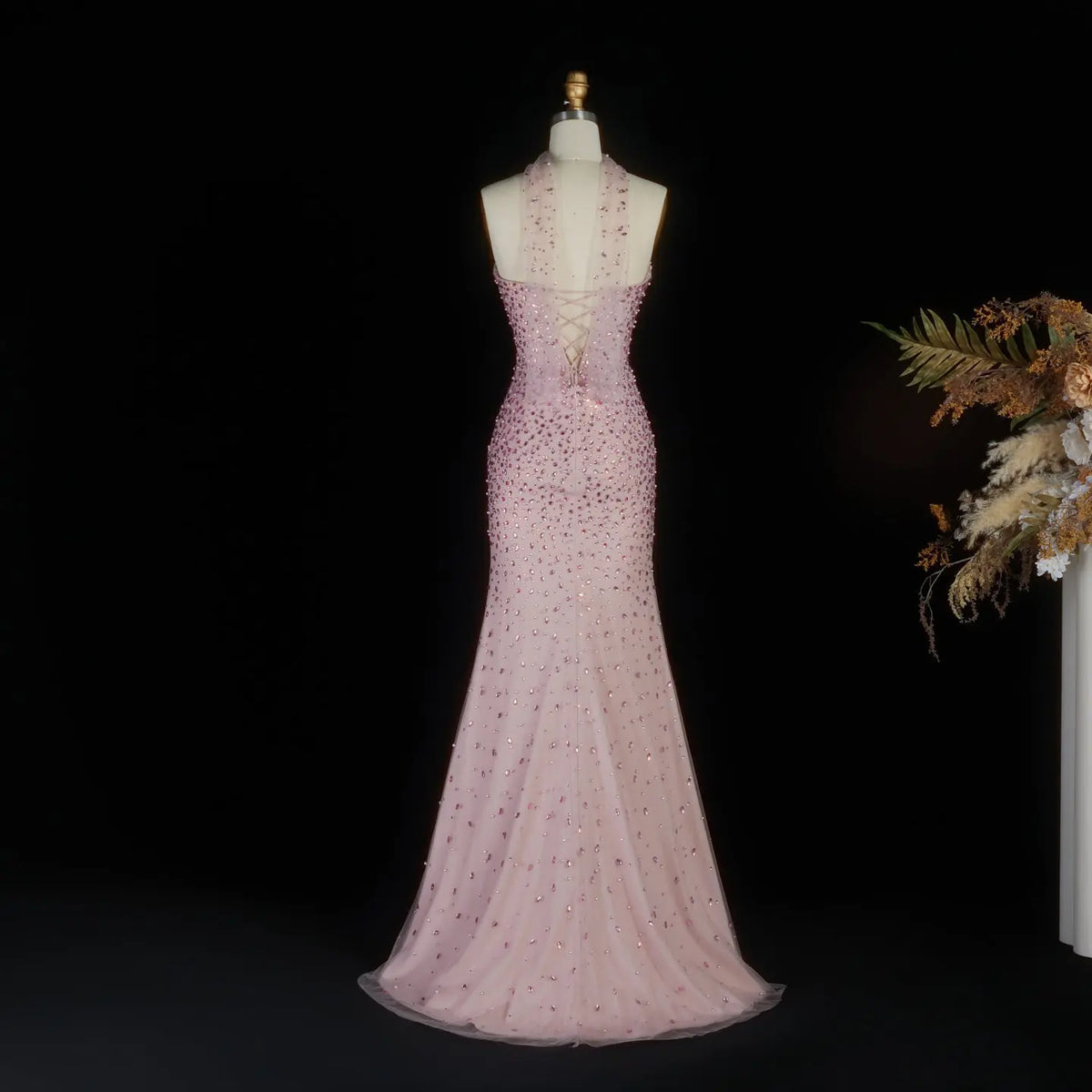 Glamorous Blush Pink Form-Fitting Dress with Two Cape Styles