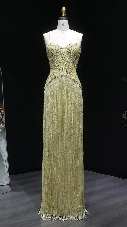Glamorous Fully Beaded Bodycon Fringe Dress with Art Deco Patterns