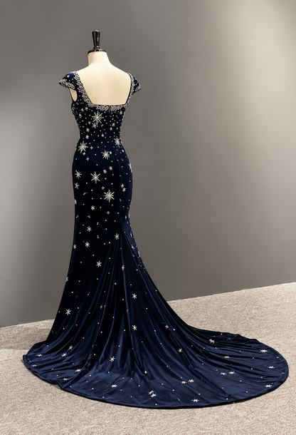 Celestial Midnight Velvet Gown