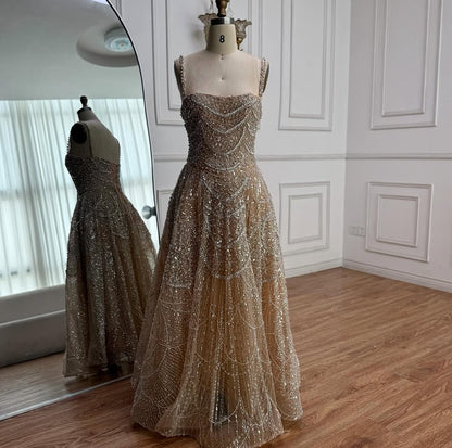 Luxury Nude Crystal A-Line Short Sparkly Cocktail Party Dress