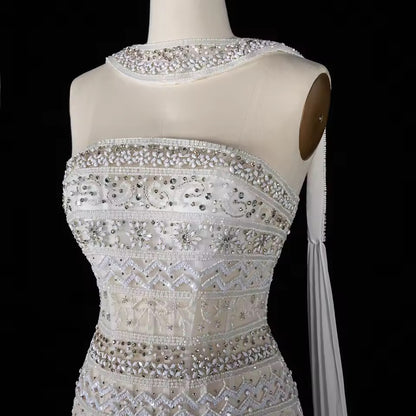 Jeweled Neckline Gown with Matching Chiffon Cape