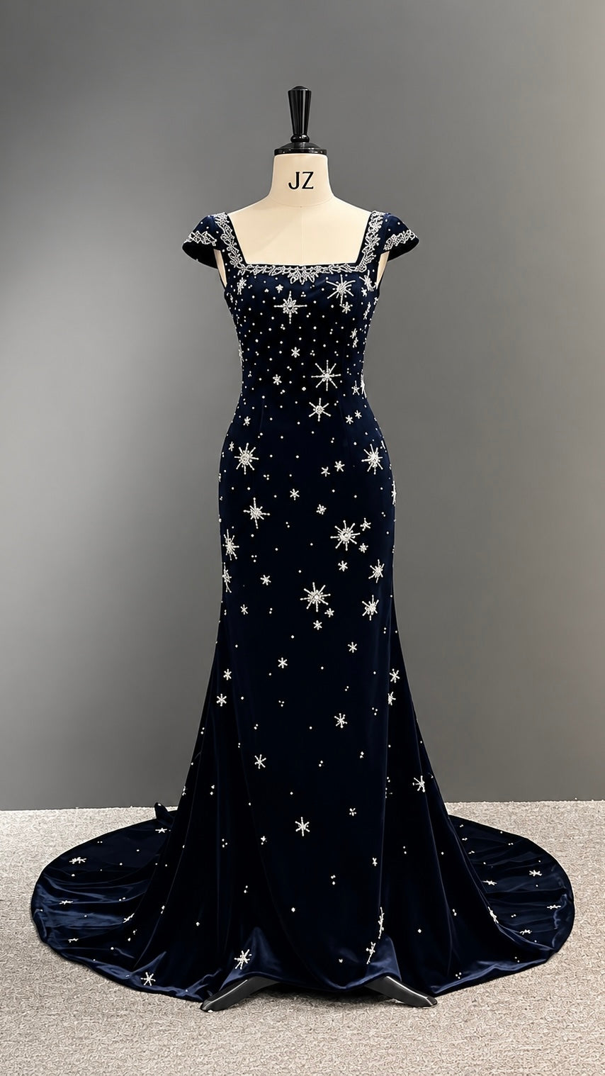 Celestial Midnight Velvet Gown