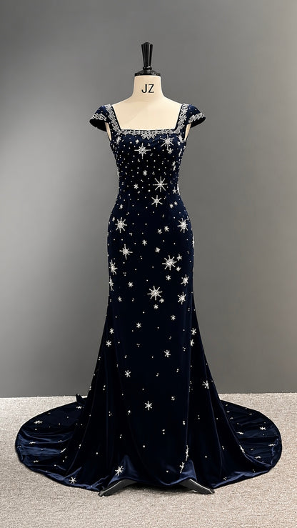 Celestial Midnight Velvet Gown