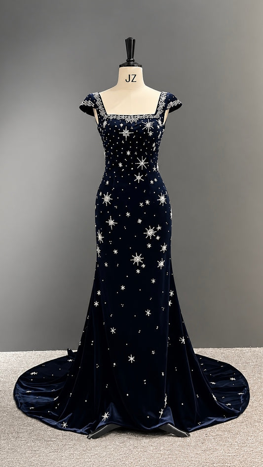 Celestial Midnight Velvet Gown