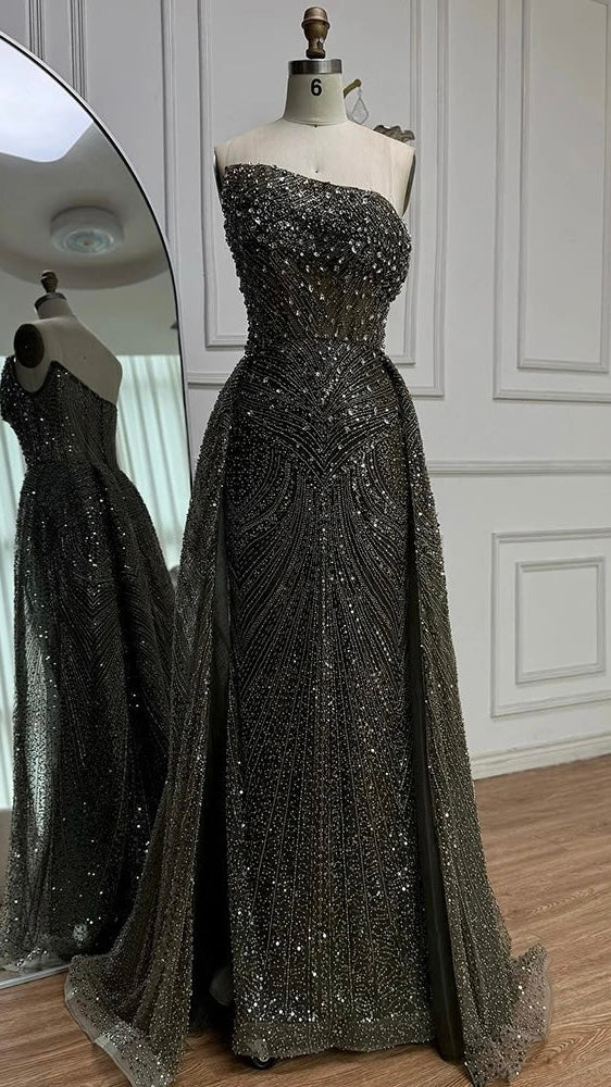 Luxury Dark Green Crystal Gown