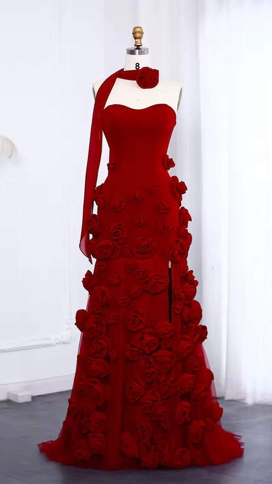 3D Flowers Evening Dress