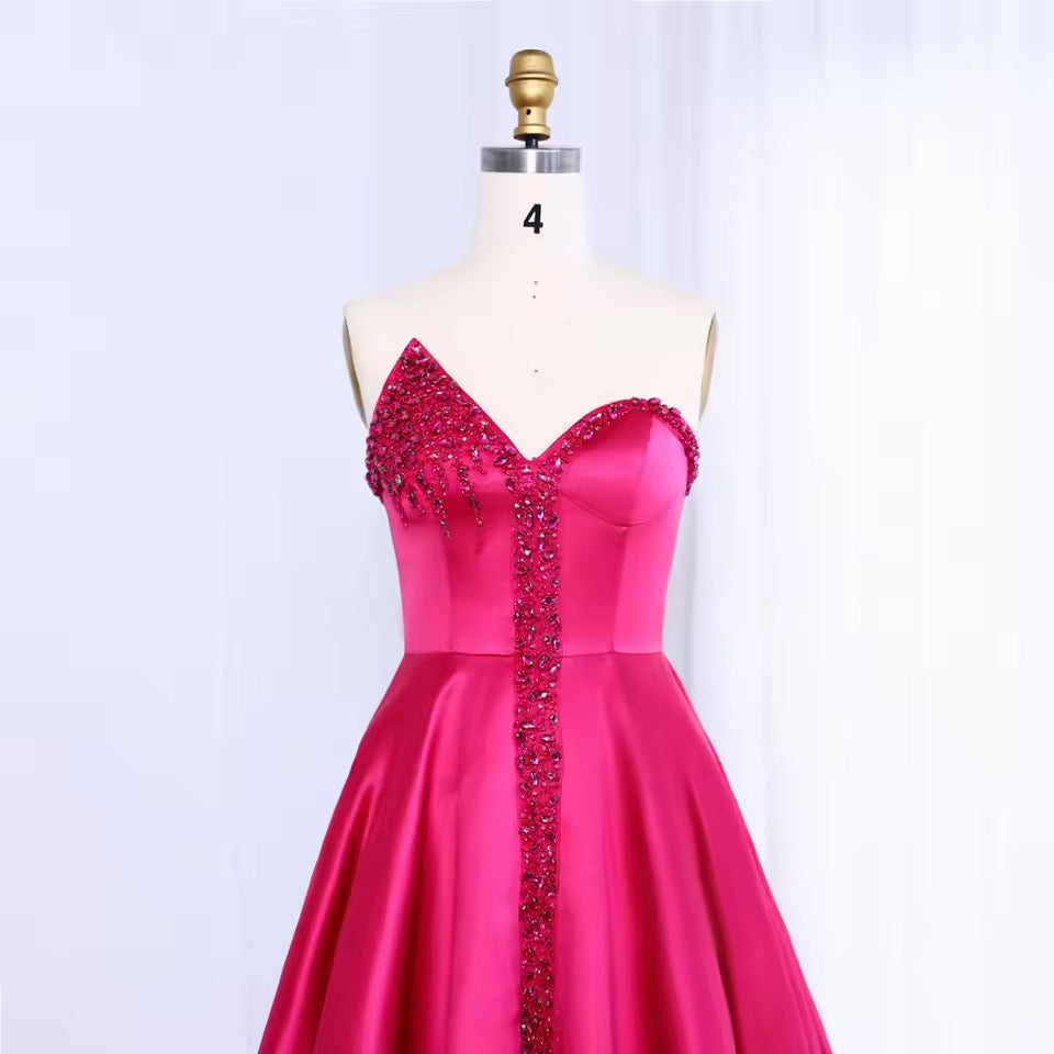 Elegant Couture Gown with Crystal Detailing