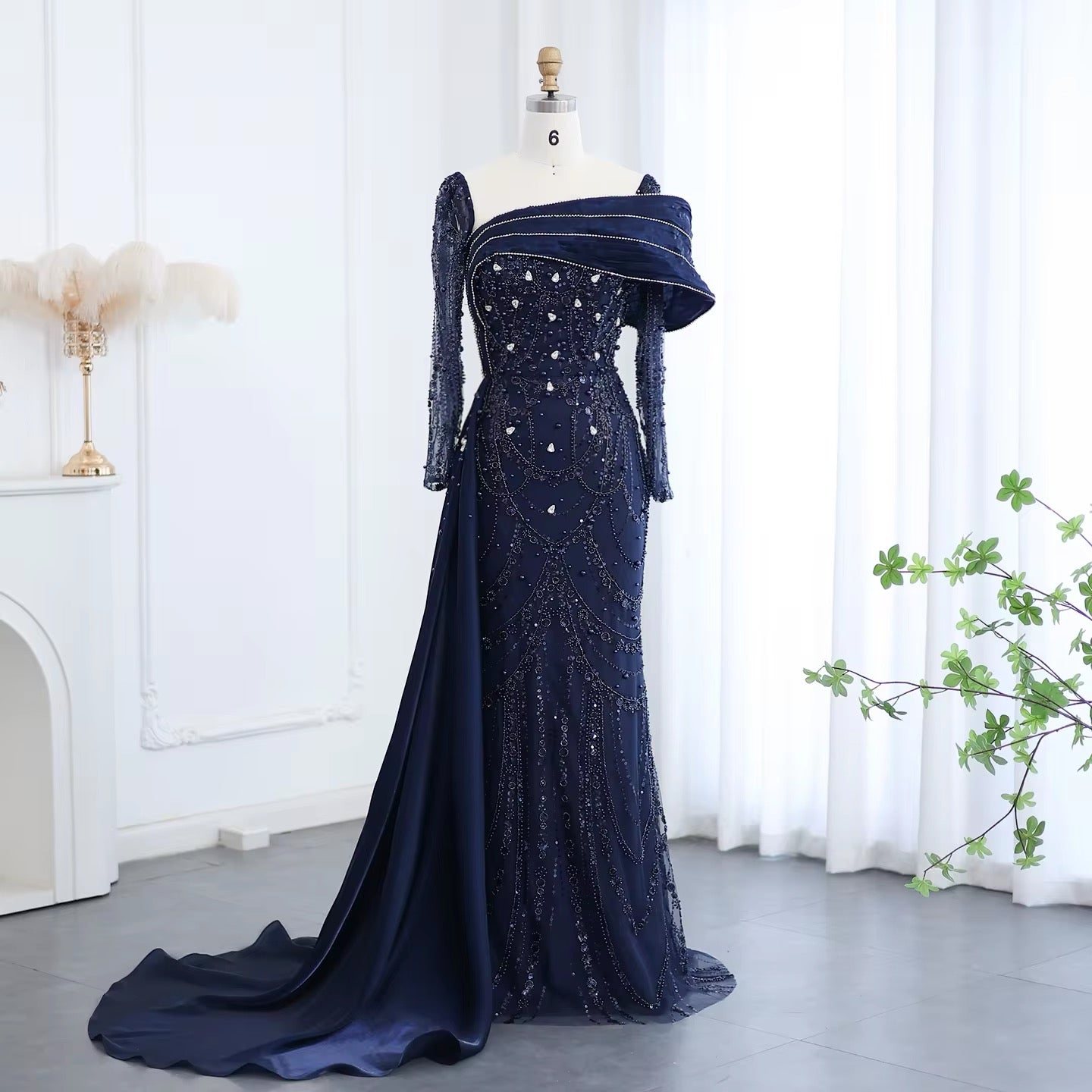 Luxury dress decorated with pearls